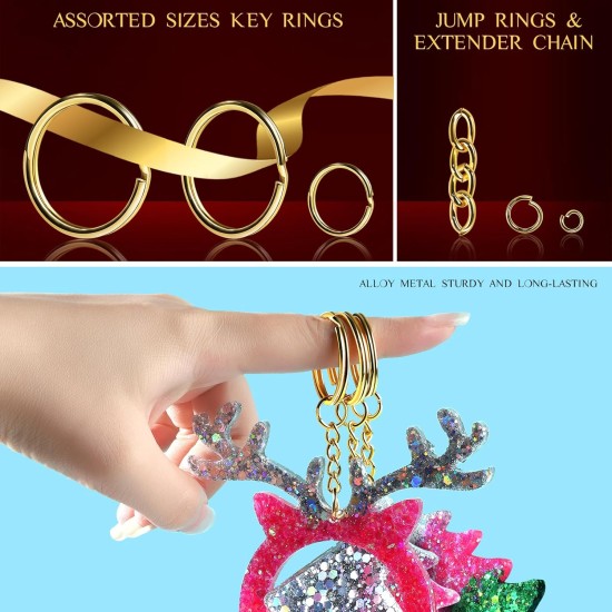LEOBRO Kit de fabrication de porte-clés, 265 pièces, clips et porte-clés, fermoirs mousquetons en métal et anneaux porte-clés, porte-clés en vrac, anneaux porte-clés, clip pour porte-clés, fabrication de bijoux, artisanat, doré LEOBRO Kit de fabrication de porte-clés, 265 pièces, clips et porte-clés, fermoirs mousquetons en métal et anneaux porte-clés, porte-clés en vrac, anneaux porte-clés, clip pour porte-clés, fabrication de bijoux, artisanat, doré
