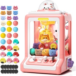Machine à griffes pour enfants – Mini distributeur automatique avec contrôle du volume et musique, distributeur électronique de prix de lapin, jouets avec 30 prix (peluche, œufs), cadeaux d'anniversaire pour filles de 3, 4, 5, 6-8 ans