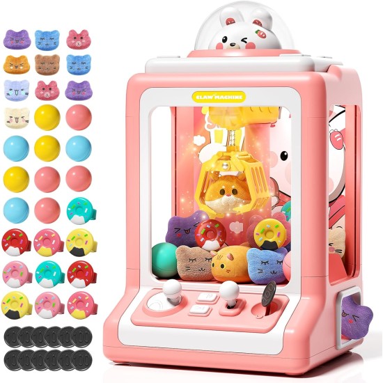 Machine à griffes pour enfants – Mini distributeur automatique avec contrôle du volume et musique, distributeur électronique de prix de lapin, jouets avec 30 prix (peluche, œufs), cadeaux d'anniversaire pour filles de 3, 4, 5, 6-8 ans
