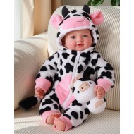 BABESIDE Baby Doll Girl - Poupée réaliste de 17 pouces au corps doux avec des yeux bleus et une tenue de vache, poupées légères de la vie réelle pour 3+ 4 5 6 7 8 9 ans, cadeaux d'anniversaire pour filles, jeux de simulation et Noël