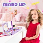 Kit de maquillage pour enfants pour filles, véritable cosmétique lavable, cadeaux d'anniversaire pour filles de 3 ans et plus, jouets de simulation pour filles de 4-6, 6-8, 8-10 ans, non toxique Kit de maquillage pour enfants pour filles, véritable cosmétique lavable, cadeaux d'anniversaire pour filles de 3 ans et plus, jouets de simulation pour filles de 4-6, 6-8, 8-10 ans, non toxique