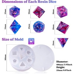 LET'S RESIN Moules en résine époxy pour dés DND avec 7 cavités stéréoscopiques polyédriques standard, moules en silicone pour résine époxy, fabrication de dés, jeu de société