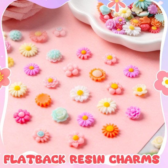 X Hot Popcorn Flatback Résine Fleur Charmes Aléatoire Slime Charms Flatback Cabochons Marguerite Embellissement pour DIY Scrapbooking Pince À Cheveux Décor De Coque De Téléphone