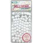 Donna Kids Perles de cheveux en forme de méduse 14 mm Blanc – Perles en caoutchouc doux au toucher silicone pour tresses et queues de cheval, torsion durable pour les coiffures d'enfants, la fabrication de bijoux et d'artisanat, 1 paquet