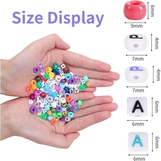 QUEFE 2350 pièces, 64 couleurs, perles de poney pour kit de fabrication de bracelets, kit de bracelets d'amitié de perles Kandi arc-en-ciel, perles de lettres et cordes élastiques pour la fabrication de bracelets et de colliers, ensemble de cadeaux artisa QUEFE 2350 pièces, 64 couleurs, perles de poney pour kit de fabrication de bracelets, kit de bracelets d'amitié de perles Kandi arc-en-ciel, perles de lettres et cordes élastiques pour la fabrication de bracelets et de colliers, ensemble de cadeaux artisa