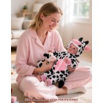 BABESIDE Baby Doll Girl - Poupée réaliste de 17 pouces au corps doux avec des yeux bleus et une tenue de vache, poupées légères de la vie réelle pour 3+ 4 5 6 7 8 9 ans, cadeaux d'anniversaire pour filles, jeux de simulation et Noël