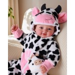 BABESIDE Baby Doll Girl - Poupée réaliste de 17 pouces au corps doux avec des yeux bleus et une tenue de vache, poupées légères de la vie réelle pour 3+ 4 5 6 7 8 9 ans, cadeaux d'anniversaire pour filles, jeux de simulation et Noël