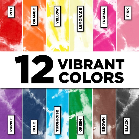 Kit de teinture par nouage en une étape Tulip Fabric 36028 Fdy Super Big Kit de teinture par nouage 12 couleurs, comme détaillé