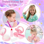 Sac à main de jeu pour petites filles, 34 pièces, sac de sport pour tout-petits avec chapeau de soleil, bracelets, bouteille d'eau, jouets de princesse, sac à main, portefeuille, maquillage pour enfants, cadeau d'anniversaire pour filles de 3, 4, 5, 6 +