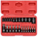 MIXPOWER Jeu de 25 embouts et douilles Torx, 13 embouts étoiles (T8- T60) et 12 douilles E-Torx (E4-E22), ensemble de mécanicien automobile et moto de qualité professionnelle MIXPOWER Jeu de 25 embouts et douilles Torx, 13 embouts étoiles (T8- T60) et 12 douilles E-Torx (E4-E22), ensemble de mécanicien automobile et moto de qualité professionnelle