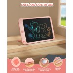 Tablette d'écriture LCD 10 pouces, jouets pour garçons et filles de 3, 4, 5, 6, 7, 8, 9, 10 ans, tablette à dessin colorée, cadeau pour garçons et tout-petits âgés de 3 à 12 ans, tableau mémo, blocs-notes avec cordon (rose)