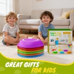 Lot de 6 tremplins rechargeables pour enfants, musique et lumière, jouets sensoriels antidérapants pour tout-petits, équipement de jeu intérieur et extérieur, cadeaux d'anniversaire, jouets pour enfants de 3, 4, 5 ans et plus