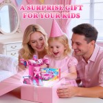 Voitures RC de transformation de licorne pour filles, jouets avec yeux arc-en-ciel et lumières sous le corps, rotation rapide à 360 ° et voiture télécommandée robot 2,4 GHz, déformation à un bouton, panier de Pâques pour filles de 3 à 12 ans