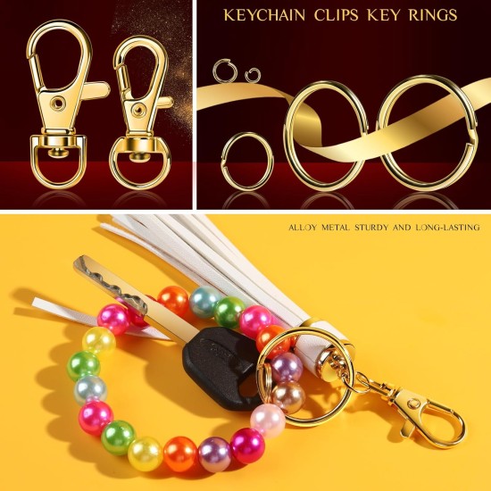 LEOBRO Kit de fabrication de porte-clés, 265 pièces, clips et porte-clés, fermoirs mousquetons en métal et anneaux porte-clés, porte-clés en vrac, anneaux porte-clés, clip pour porte-clés, fabrication de bijoux, artisanat, doré LEOBRO Kit de fabrication de porte-clés, 265 pièces, clips et porte-clés, fermoirs mousquetons en métal et anneaux porte-clés, porte-clés en vrac, anneaux porte-clés, clip pour porte-clés, fabrication de bijoux, artisanat, doré
