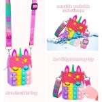 Civan Petit Sac à Main Pop, Sac à Main Pop Licorne pour Fille Garçon et Femme Sac Pop avec Jouet Pop Licorne, Sac à Bandoulière Fidget Toys Pop Fidget Sac à Dos Jouet pour TDAH Anxiété Sac à Dos Scolaire Sac en Silicone Pop pour Filles