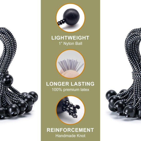 Paquet de 30 boules de cordon élastique, 6 pouces, boules de cordon élastique robustes, balles d'arrimage de bâche d'auvent pour le camping, les tentes, le fret, le fil et les tuyaux de maintien, les parasols de terrasse, auvent (noir) Paquet de 30 boules de cordon élastique, 6 pouces, boules de cordon élastique robustes, balles d'arrimage de bâche d'auvent pour le camping, les tentes, le fret, le fil et les tuyaux de maintien, les parasols de terrasse, auvent (noir)