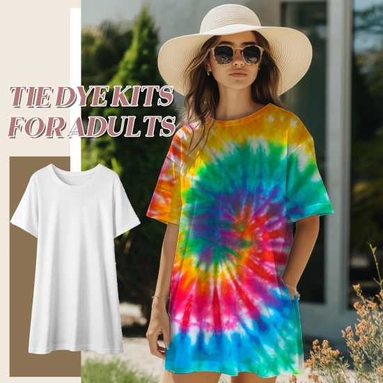 Silkfly Chemise habillée en coton blanc pour teinture par nouage, grande taille, robes, articles de bricolage pour teinture par nouage, kit de bricolage pour femme (XX-Large)