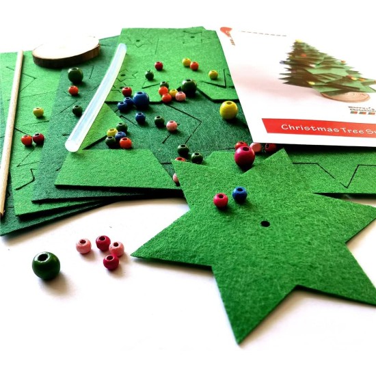 Inf-way Kit de bricolage pour sapin de Noël en feutre, mini décoration de sapin de Noël fait à la main, fournitures artisanales festives avec feuilles de feutre et ornements pour décoration de vacances (1)