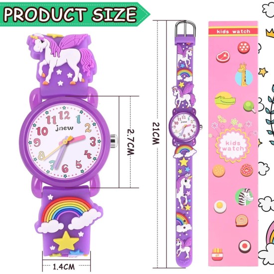 Montre pour filles – Montre étanche avec dessin animé 3D pour tout-petits, cadeaux pour filles de 2 à 8 ans, jouets pour filles de 3, 4, 5, 6, 7 ans – Cadeaux pour enfants