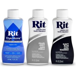Kit de teinture liquide pour tissus RIT (ensemble de 3 pièces) bleu marine, bleu saphir, gris perle |