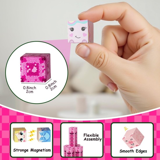 Blocs magnétiques, 100 pièces de blocs de construction magnétiques pour construire un monde 3D, construction sensorielle STEM, blocs magnétiques empilables, jouet pour enfants à partir de 3 ans, cadeaux d'anniversaire pour garçons et filles (rose) Blocs magnétiques, 100 pièces de blocs de construction magnétiques pour construire un monde 3D, construction sensorielle STEM, blocs magnétiques empilables, jouet pour enfants à partir de 3 ans, cadeaux d'anniversaire pour garçons et filles (rose)