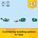LEGO Creator 31377 Tortue 3 en 1 avec une fleur de nénuphar pour filles et garçons – Les enfants construisent une figurine de caméléon, de grenouille ou de tortue – Idée cadeau pour les amoureux des animaux, à partir de 7 ans – 31377