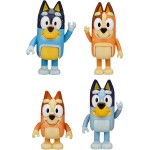 Bluey Family Figure Pack de 4, jouets de personnages articulés robustes avec figurines de bingo, de piment et de bandit, figurines d'animaux de la taille des tout-petits pour les enfants à partir de 3 ans