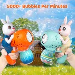 Pistolets à bulles pour les tout-petits, 2 machines à bulles en forme de lapin pour enfants, souffleur à bulles automatique avec 10 solutions de bulles, jouets d'extérieur, paniers de Pâques, cadeaux pour garçons et filles de 3, 4, 5, 6, 7, 8 ans