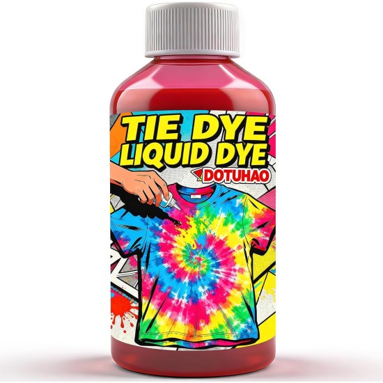 DUTOHAO Tie Dye Teinture Liquide, Colorants de Tissu concentrés Rouges, Colorants créatifs de 3,5 Fl.oz pour la Maison pour Les Arts et l'artisanat, Art de Tissu DIY(Rouge, 3,5 fl oz / 100 ml)
