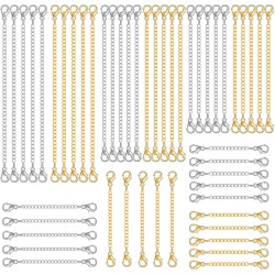 winee Lot de 30 rallonges de chaîne pour collier, rallonges de collier pour femmes et filles, rallonges de bracelet de cheville en acier inoxydable pour la fabrication de bijoux 2 pouces, 3 pouces, 4 pouces, 5 pouces, 6 pouces (15 or, 15 argent)