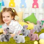 Lapin de Pâques interactif électronique en peluche avec mouvements sonores, oreilles animées, nez tremblant, pour tout-petits et enfants (marron)