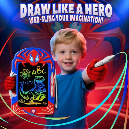 Tablette d'écriture LCD cool avec stylet Web et poignée Web – Tableau de gribouillage amusant pour enfants, bloc de dessin coloré, jouets cadeaux pour garçons et filles de 3 4 5 6 7 8 10 ans, tout-petits âgés de 3 à 4 ans, 4 à 6 ans, 6 à 8 ans, 8 à 12 ans