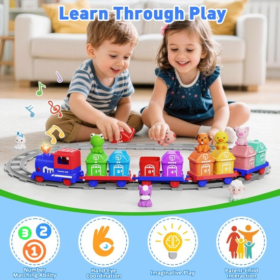 Jouets d'apprentissage pour les tout-petits de 1, 2 et 3 ans, ensemble de train de ferme électrique pour tout-petits de 2 à 4 ans, jouet de train Montessori assorti et trié avec animaux de la ferme, musique, lumière, cadeau d'anniversaire de Noël pour béb Jouets d'apprentissage pour les tout-petits de 1, 2 et 3 ans, ensemble de train de ferme électrique pour tout-petits de 2 à 4 ans, jouet de train Montessori assorti et trié avec animaux de la ferme, musique, lumière, cadeau d'anniversaire de Noël pour béb