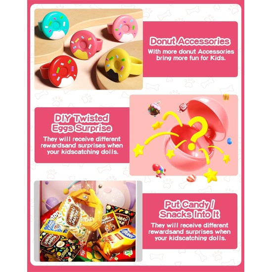 Machine à griffes pour enfants – Mini distributeur automatique avec contrôle du volume et musique, distributeur électronique de prix de lapin, jouets avec 30 prix (peluche, œufs), cadeaux d'anniversaire pour filles de 3, 4, 5, 6-8 ans