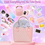 Sac à main de jeu pour petites filles, 34 pièces, sac de sport pour tout-petits avec chapeau de soleil, bracelets, bouteille d'eau, jouets de princesse, sac à main, portefeuille, maquillage pour enfants, cadeau d'anniversaire pour filles de 3, 4, 5, 6 +