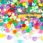 Lot de 1000 perles assorties en forme de poney pour bracelets, perles Kandi Rave en acrylique de 9 mm avec joli cœur, étoile, papillon, perles en forme amusantes pour tresses de cheveux, porte-clés, breloques, fabrication de bijoux, loisirs créatifs