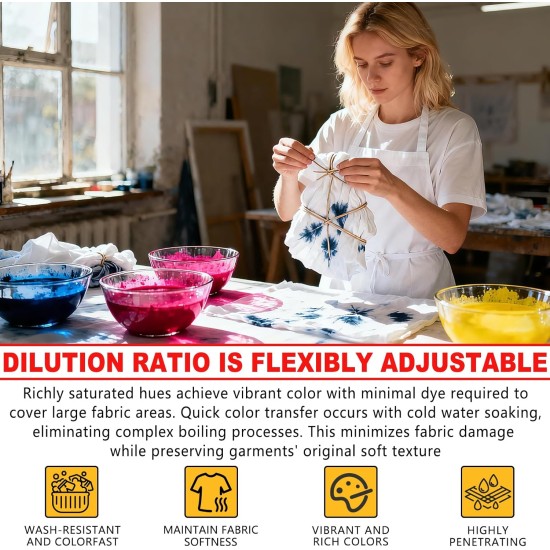 DUTOHAO Tie Dye Teinture Liquide, Colorants de Tissu concentrés Rouges, Colorants créatifs de 3,5 Fl.oz pour la Maison pour Les Arts et l'artisanat, Art de Tissu DIY(Rouge, 3,5 fl oz / 100 ml)