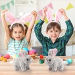 Lapin de Pâques interactif électronique en peluche avec mouvements sonores, oreilles animées, nez tremblant, pour tout-petits et enfants (marron)