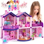 Maison de poupée avec 4 princesses, 4 licornes, chien, meubles et accessoires – Maison de poupée de rêve rose et violet pour petites filles – 5 chambres avec jardin, meubles et accessoires, cadeau pour filles de 2 à 7 ans Maison de poupée avec 4 princesses, 4 licornes, chien, meubles et accessoires – Maison de poupée de rêve rose et violet pour petites filles – 5 chambres avec jardin, meubles et accessoires, cadeau pour filles de 2 à 7 ans
