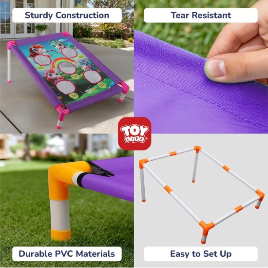 TOY Life Jeu de lancer de poufs, jeux de fête de carnaval, ensemble de cornhole pour enfants, jeux d'extérieur, jouets d'extérieur pour enfants âgés de 4 à 8 ans, jouets d'extérieur pour les tout-petits de 3 à 5 ans, cadeaux pour filles et garçons de 3, 4