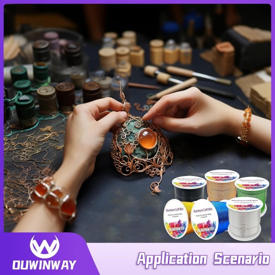 Fil d'artisanat en aluminium argenté de calibre 20, 400 pieds, pour la fabrication de bijoux, l'enroulement de pierres précieuses, la sculpture, l'armature, la fabrication de bijoux, perles florales, fils d'art en métal doux, colorés et doux