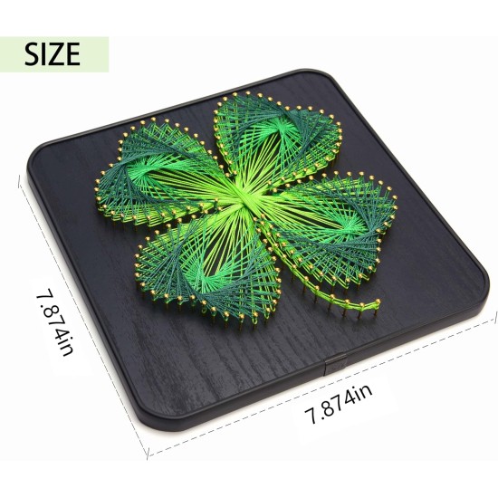 Jydunix Kit d'art à cordes, motif trèfle à quatre feuilles, 7,874 x 7,874 pouces, kit de bricolage pour adultes et enfants, décoration murale facile, cadeau unique d'anniversaire et de vacances