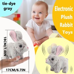 Lapin de Pâques interactif électronique en peluche avec mouvements sonores, oreilles animées, nez tremblant, pour tout-petits et enfants (marron)