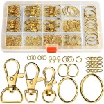 LEOBRO Kit de fabrication de porte-clés, 265 pièces, clips et porte-clés, fermoirs mousquetons en métal et anneaux porte-clés, porte-clés en vrac, anneaux porte-clés, clip pour porte-clés, fabrication de bijoux, artisanat, doré LEOBRO Kit de fabrication de porte-clés, 265 pièces, clips et porte-clés, fermoirs mousquetons en métal et anneaux porte-clés, porte-clés en vrac, anneaux porte-clés, clip pour porte-clés, fabrication de bijoux, artisanat, doré