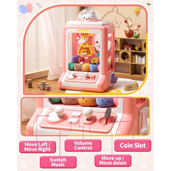 Machine à griffes pour enfants – Mini distributeur automatique avec contrôle du volume et musique, distributeur électronique de prix de lapin, jouets avec 30 prix (peluche, œufs), cadeaux d'anniversaire pour filles de 3, 4, 5, 6-8 ans