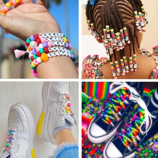 QUEFE 2350 pièces, 64 couleurs, perles de poney pour kit de fabrication de bracelets, kit de bracelets d'amitié de perles Kandi arc-en-ciel, perles de lettres et cordes élastiques pour la fabrication de bracelets et de colliers, ensemble de cadeaux artisa QUEFE 2350 pièces, 64 couleurs, perles de poney pour kit de fabrication de bracelets, kit de bracelets d'amitié de perles Kandi arc-en-ciel, perles de lettres et cordes élastiques pour la fabrication de bracelets et de colliers, ensemble de cadeaux artisa