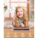 Tablette d'écriture LCD 10 pouces, jouets pour garçons et filles de 3, 4, 5, 6, 7, 8, 9, 10 ans, tablette à dessin colorée, cadeau pour garçons et tout-petits âgés de 3 à 12 ans, tableau mémo, blocs-notes avec cordon (rose)