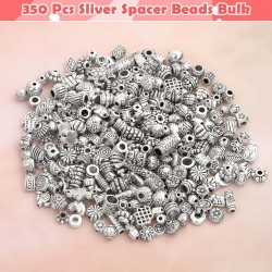350 pièces de perles d'espacement en argent pour la fabrication de bijoux, perles métalliques mélangées en vrac de styles aléatoires pour bracelets, colliers, boucles d'oreilles, fabrication de bijoux 350 pièces de perles d'espacement en argent pour la fabrication de bijoux, perles métalliques mélangées en vrac de styles aléatoires pour bracelets, colliers, boucles d'oreilles, fabrication de bijoux
