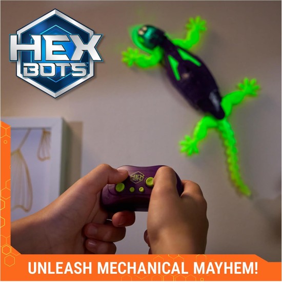 HEX Bots Gecko phosphorescent avec technologie officielle d'escalade murale, robot télécommandé rechargeable, jouets pour enfants, jouets farces pour garçons et filles à partir de 4 ans HEX Bots Gecko phosphorescent avec technologie officielle d'escalade murale, robot télécommandé rechargeable, jouets pour enfants, jouets farces pour garçons et filles à partir de 4 ans