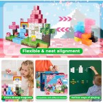 Blocs magnétiques - 100 pièces blocs de construction cubes licorne - jouets pour cadeaux d'anniversaire de Noël Montessori pour tout-petits - jouets sensoriels STEM pour fille de 3 4 9 10 ans